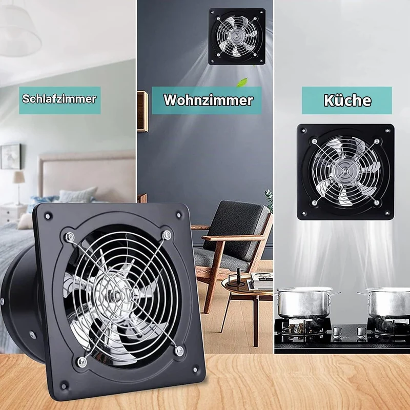 Abluftventilator Ø100mm, 4'' Rohrventilator Badlüfter mit Rücklaufklappe, 140m³/h 25W Axiallüfter Le