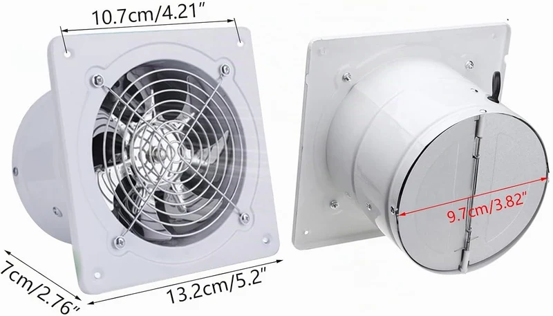 Abluftventilator Ø100mm, 4'' Rohrventilator Badlüfter mit Rücklaufklappe, 140m³/h 25W Axiallüfter Le