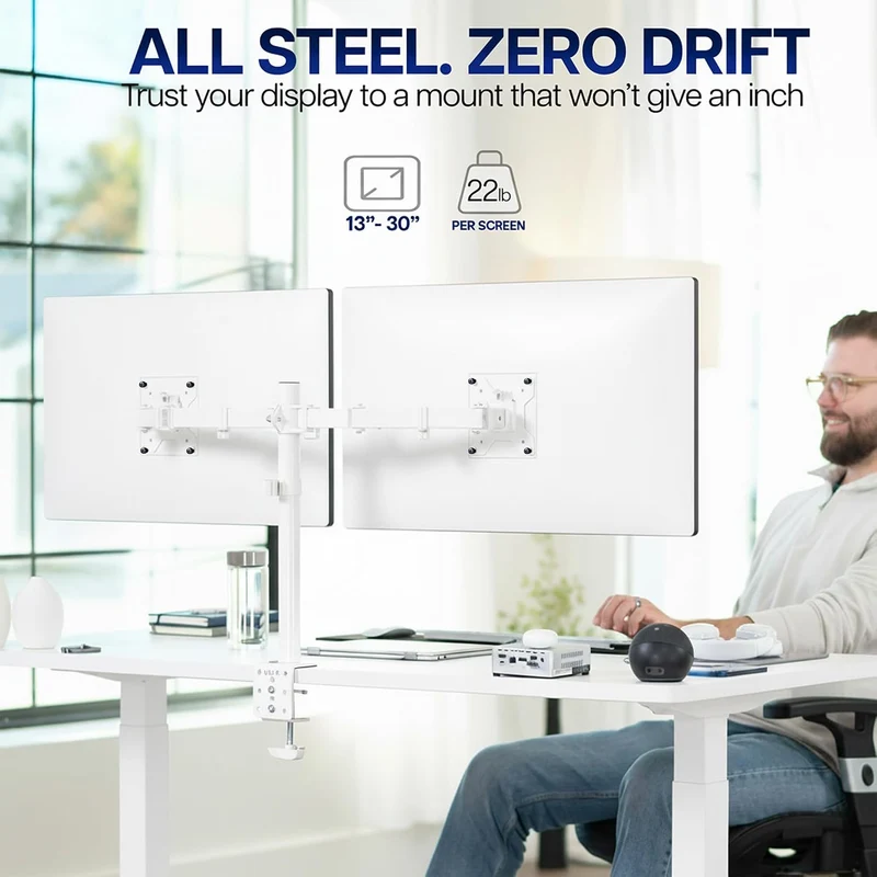 VIVO STAND-V032W Dual-Monitor-Tischhalterung, robust, voll Verstellbarer Ständer, passend für 2 LCD-