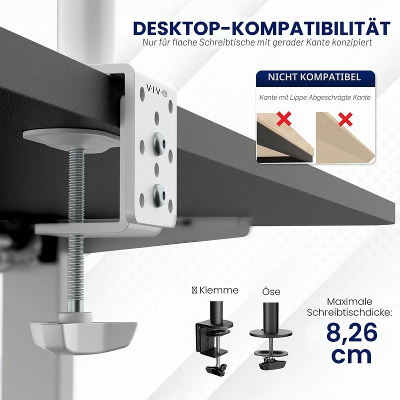 VIVO STAND-V032W Dual-Monitor-Tischhalterung, robust, voll Verstellbarer Ständer, passend für 2 LCD-