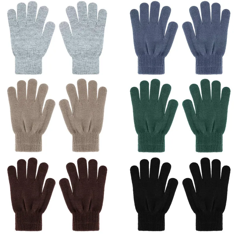 Boyiee 6 Paar Strickhandschuhe Erwachsene Vollfinger Handschuhe für Unisex Damen Dunkelgrau, Hellgra