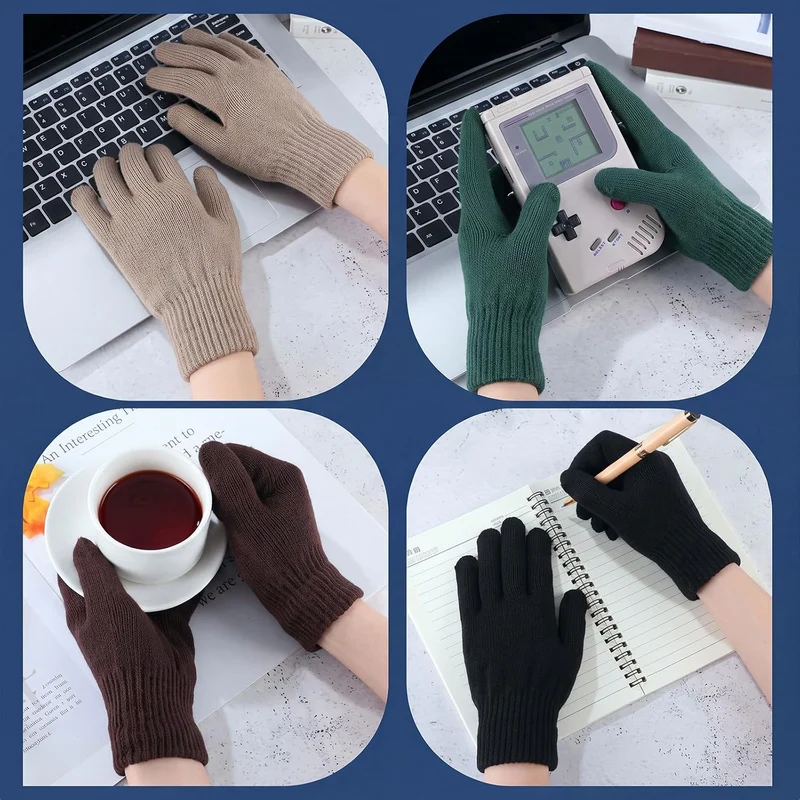 Boyiee 6 Paar Strickhandschuhe Erwachsene Vollfinger Handschuhe für Unisex Damen Dunkelgrau, Hellgra