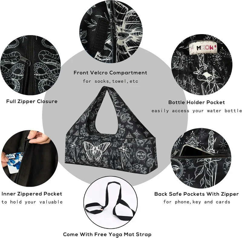 Yoga Mat Bag - Large Yoga Bag with Yoga Mat Strap, Zipper and Pockets - Yoga Bags and Carriers Fits