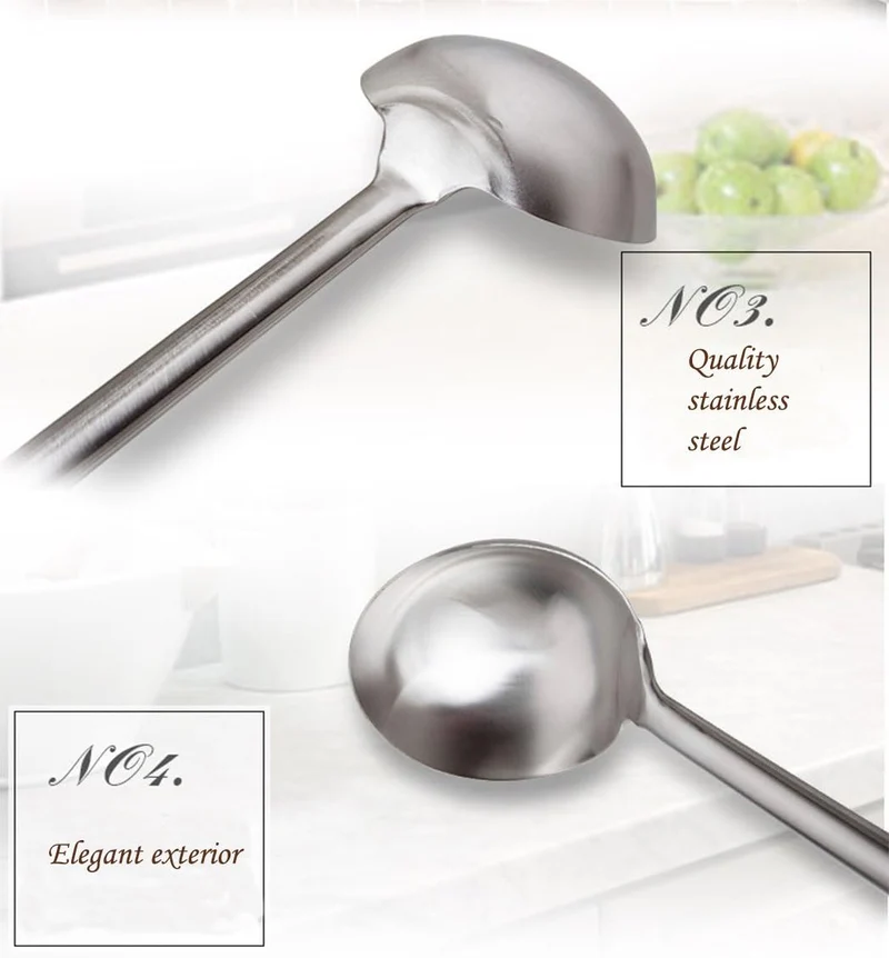 TENTA Kitchen Professional Large Stainless Steel Serving Ladle Spoon - Gravy Ladle Soup Spoon for Sc