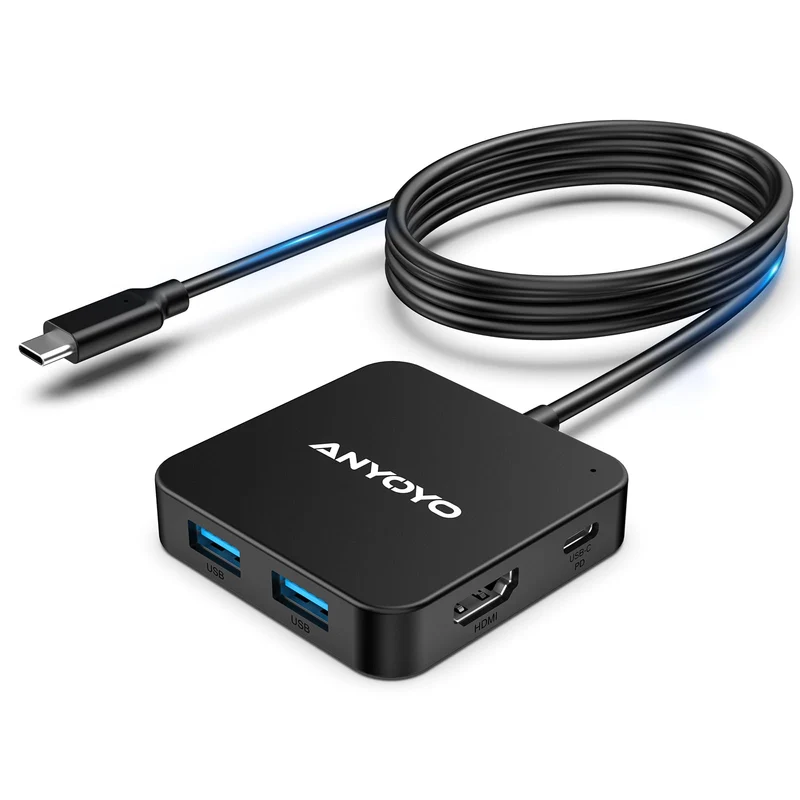 USB C Hub, 120cm 6-in-1 USB C auf HDMI Adapter mit 4K-HDMI, 1 USB 3.0 C Datenanschluss, 100W PD Schn