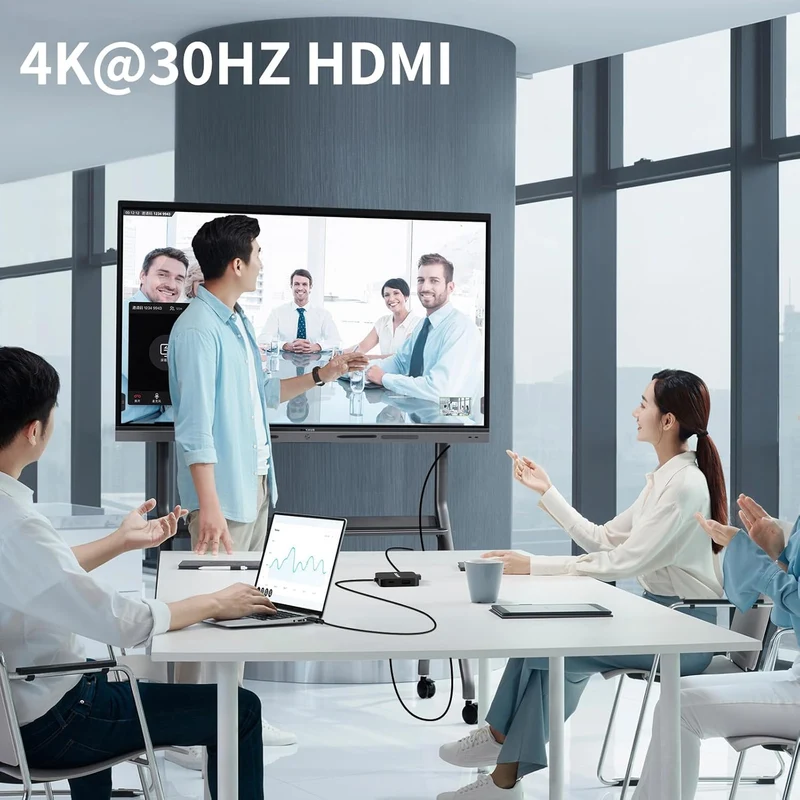 USB C Hub, 120cm 6-in-1 USB C auf HDMI Adapter mit 4K-HDMI, 1 USB 3.0 C Datenanschluss, 100W PD Schn