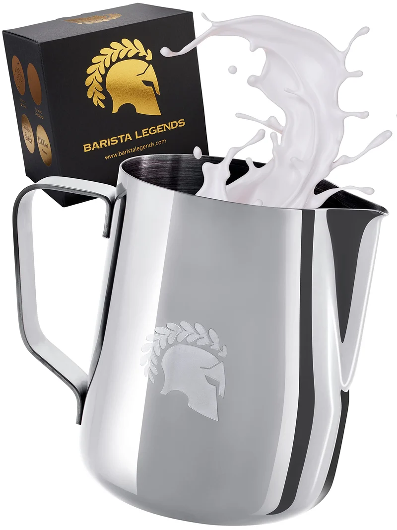 Barista Legends® Milchkännchen Edelstahl 600ml mit speziellem Latte Art Ausguss - Milchschaumkännche