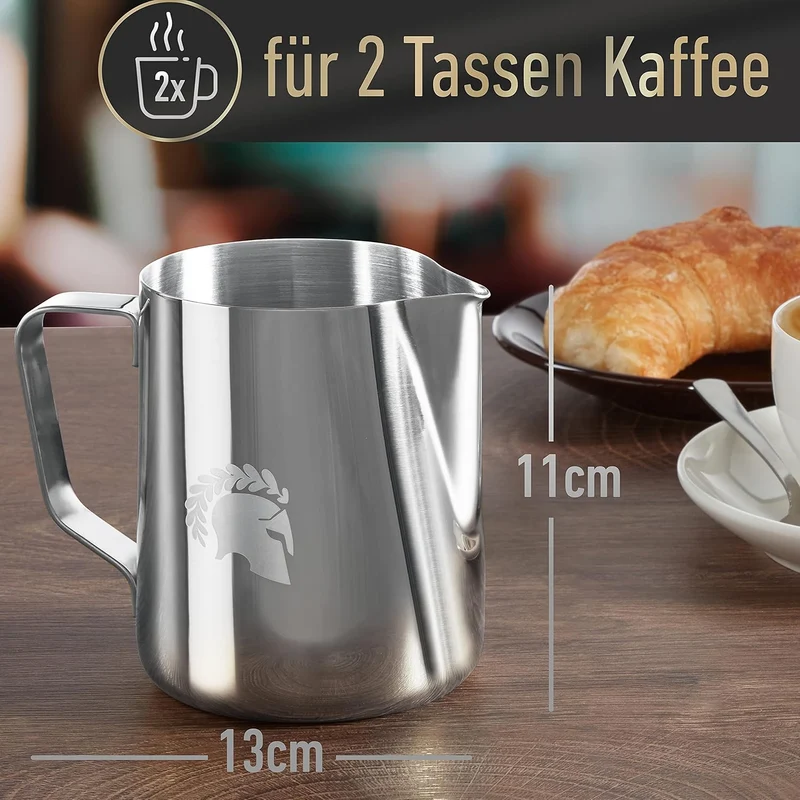Barista Legends® Milchkännchen Edelstahl 600ml mit speziellem Latte Art Ausguss - Milchschaumkännche