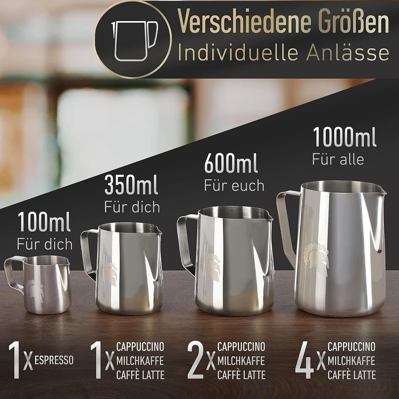 Barista Legends® Milchkännchen Edelstahl 600ml mit speziellem Latte Art Ausguss - Milchschaumkännche