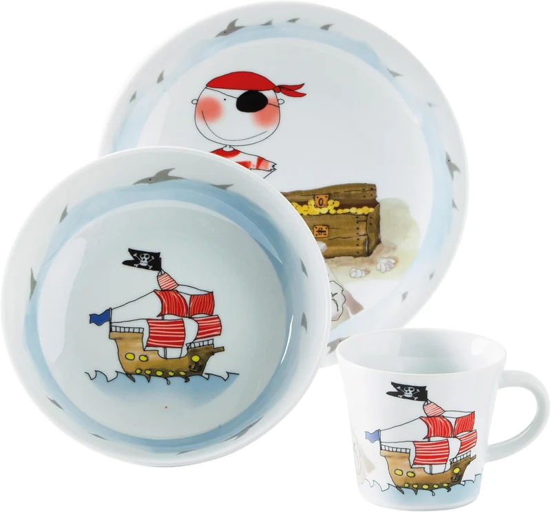 KAHLA 203418A76644C Kids tiefer Teller 18 cm Schatzpirat | Suppenteller mit Piraten Design aus Porze