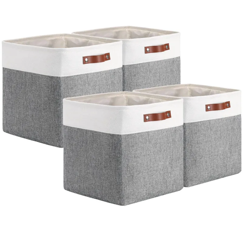 Mangata Cube Aufbewahrungsbox 4er-Set, Stoff Aufbewahrungskorb, 30cm*30cm für Schlafzimmer, Bastelra