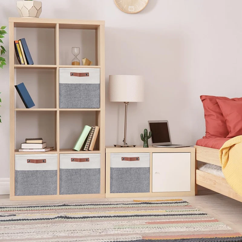 Mangata Cube Aufbewahrungsbox 4er-Set, Stoff Aufbewahrungskorb, 30cm*30cm für Schlafzimmer, Bastelra