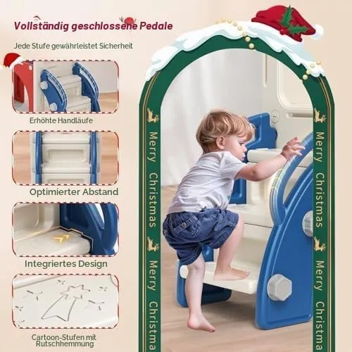 Schaukel Rutsche,6-in-1-Rutsche und Schaukel für Kleinkinder mit Basketballkorb,Klettergerüst,Telesk