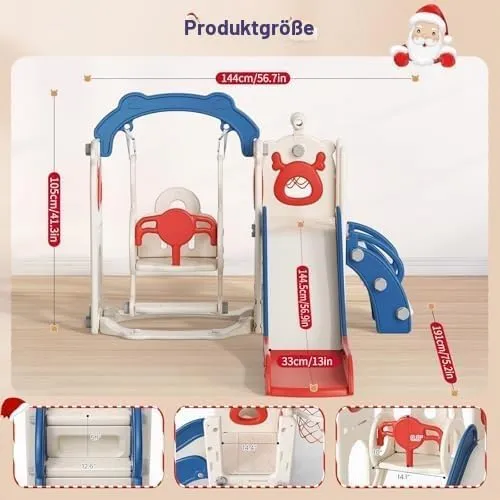 Schaukel Rutsche,6-in-1-Rutsche und Schaukel für Kleinkinder mit Basketballkorb,Klettergerüst,Telesk
