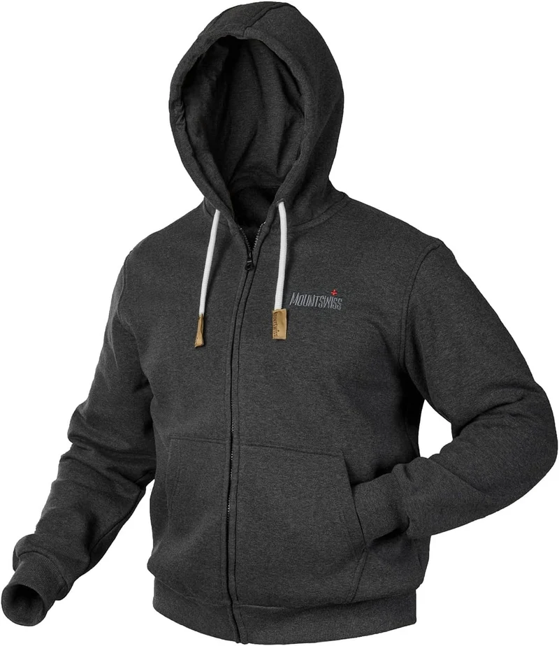 Mount Swiss Herren Damen Sweatjacke Kapuzenjacke Hoodie Leon, Langarm mit Kapuze und Reissverschluss