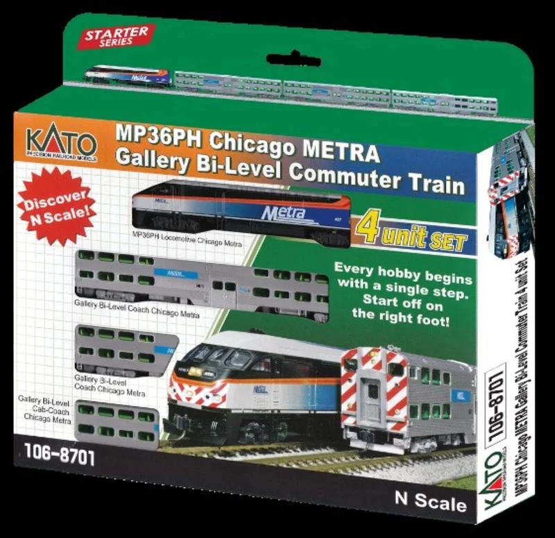 Spur N - Kato Set Chicago Metra Lok + 3 Wagen