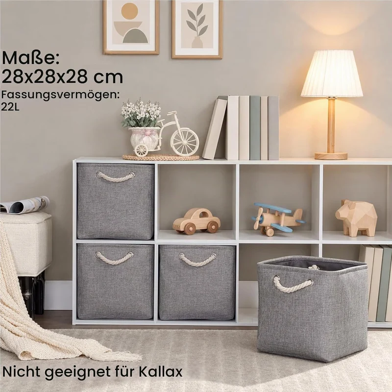 Mangata Aufbewahrungsbox 28x28x28 cm, Aufbewahrungskorb mit Griff, Aufbewahrung Korb Stoff für Regal