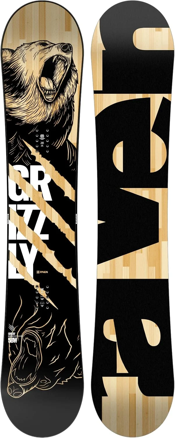 RAVEN Snowboard Set: Snowboard Grizzly + Bindung Fastec FT360 Black 154cm + FT360 Black M, 154cm + F