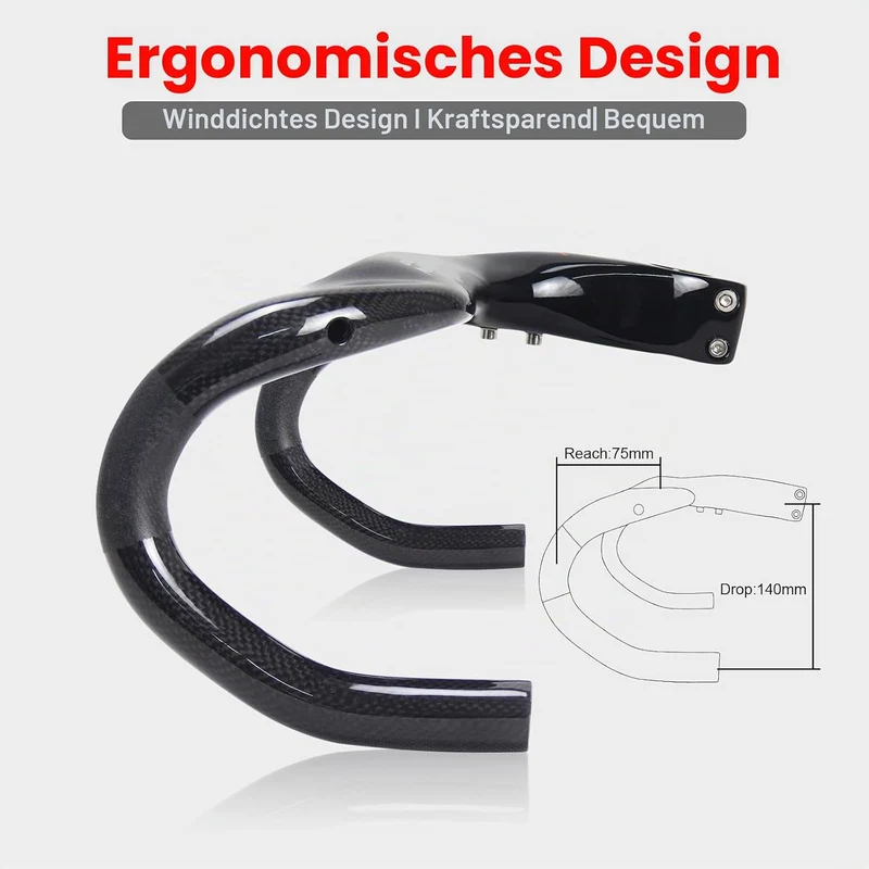 RXL SL carbon rennrad lenker 28.6mm Schwarz 3K matt Integrierte fahrradlenker Lenker 420 * 100mm, oh
