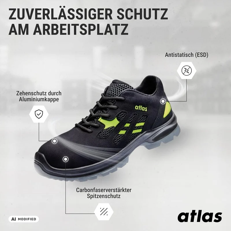 Atlas Flash 2605 XP | ESD - EN ISO 20345 S1P - W10 Arbeits-und Sicherheitsschuhe, 37 EU