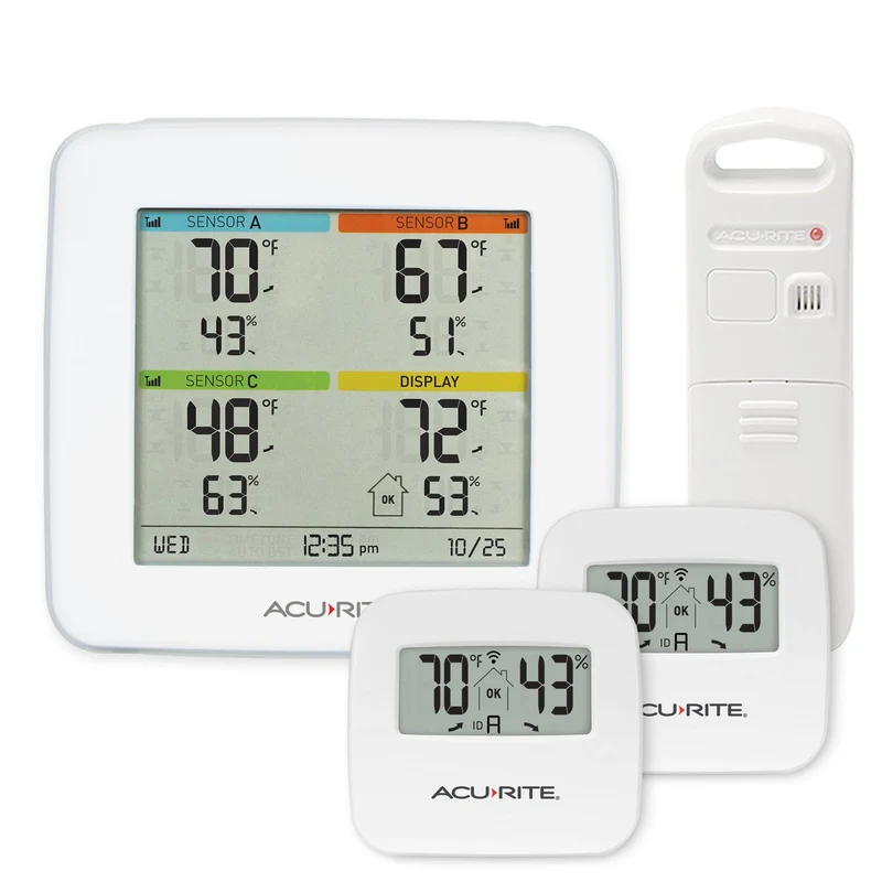 AcuRite 01094M Temperatur- und Feuchtigkeitstation mit 3 Sensoren für Innen- und Aussenbereich 2 inn