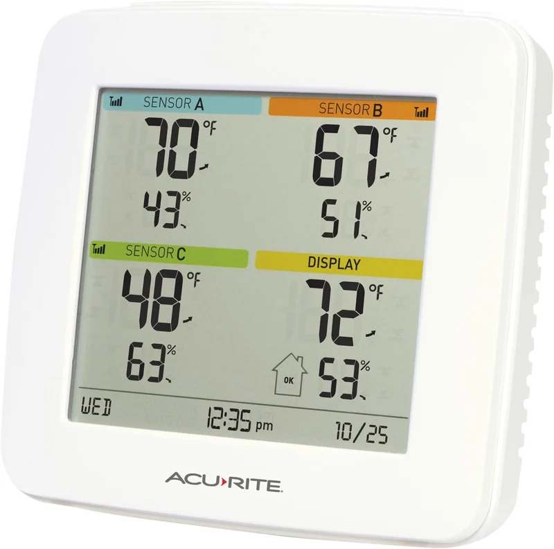AcuRite 01094M Temperatur- und Feuchtigkeitstation mit 3 Sensoren für Innen- und Aussenbereich 2 inn