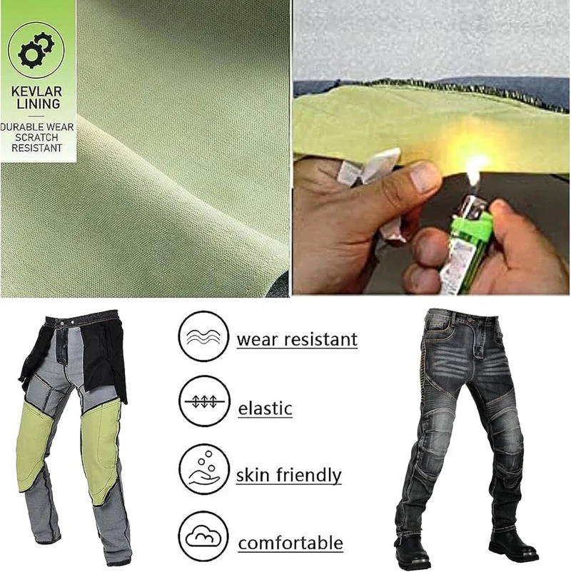 GEBIN Motorradhose Herren, Motorrad Jeans Herren mit Protektoren, Aramidfaser Jeans Herren Motorrad,