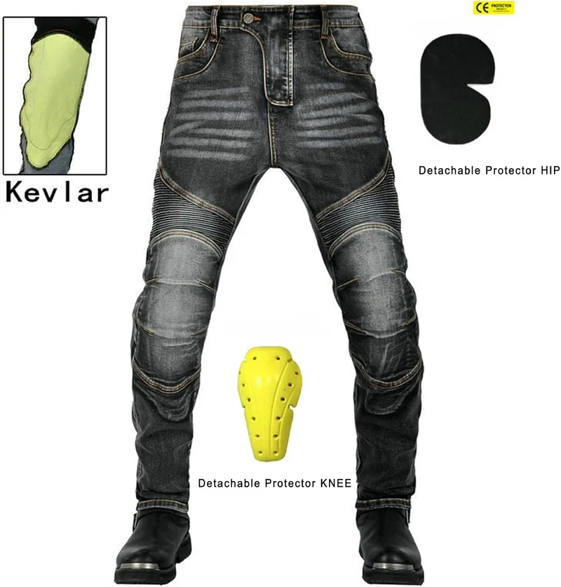 GEBIN Motorradhose Herren, Motorrad Jeans Herren mit Protektoren, Aramidfaser Jeans Herren Motorrad,