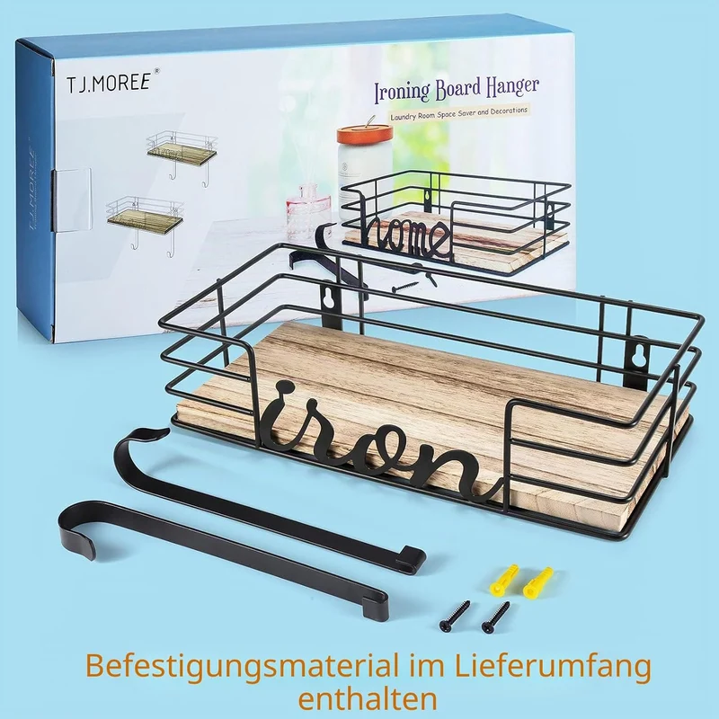 TJ.Moree Bügelbrett-Aufhänger für Waschküche, Wandhalterung, Bügeleisen- und Bügelbretthalter, Metal