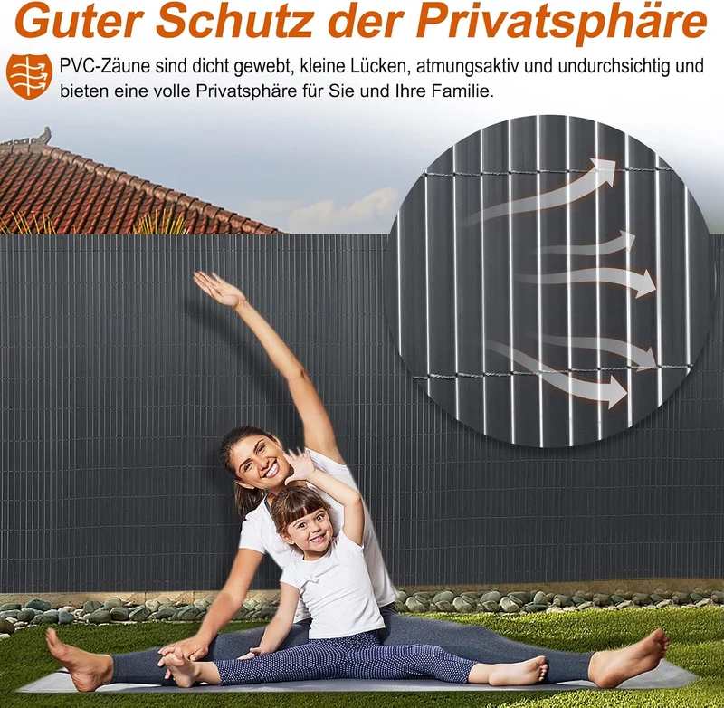 NAIZY PVC Sichtschutzmatte 80x300cm Sichtschutz Garten Sichtschutzzaun Anthrazit Sichtschutzzaun UV-