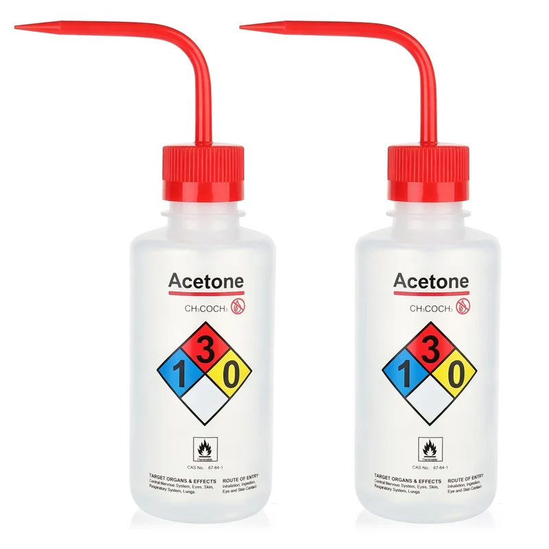 Labvida 2 Stück Sicherheits-Waschflaschen, 500 ml, Aceton-Waschflasche, LDPE-Material, LVM004 2 x Ac