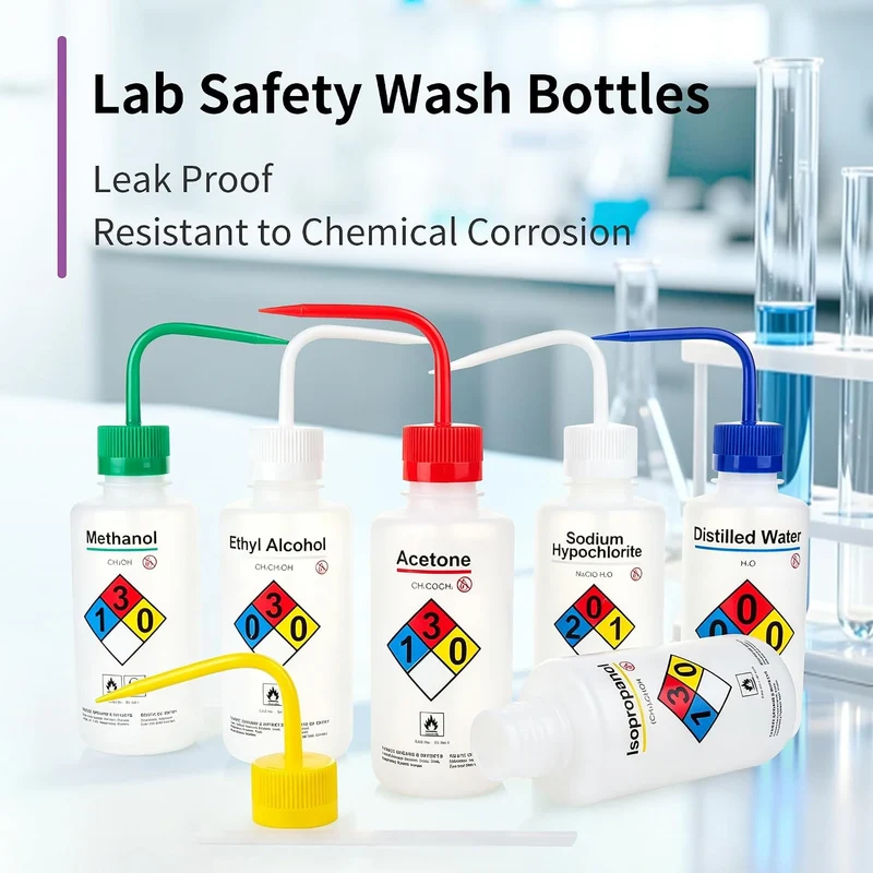 Labvida 2 Stück Sicherheits-Waschflaschen, 500 ml, Aceton-Waschflasche, LDPE-Material, LVM004 2 x Ac