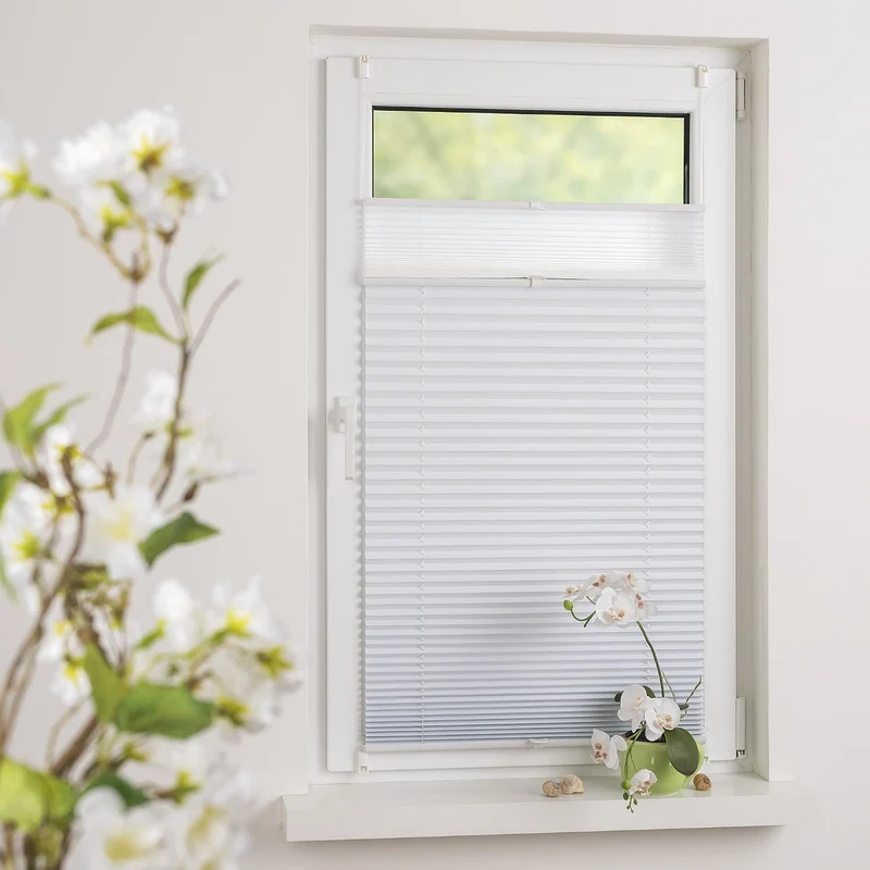 Liedeco® Plissee (Day and Night) verspannt mit Klemmträger / 90 x 130 cm weiss-weiss (Breite x Höhe)