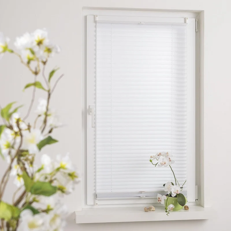 Liedeco® Plissee (Day and Night) verspannt mit Klemmträger / 90 x 130 cm weiss-weiss (Breite x Höhe)