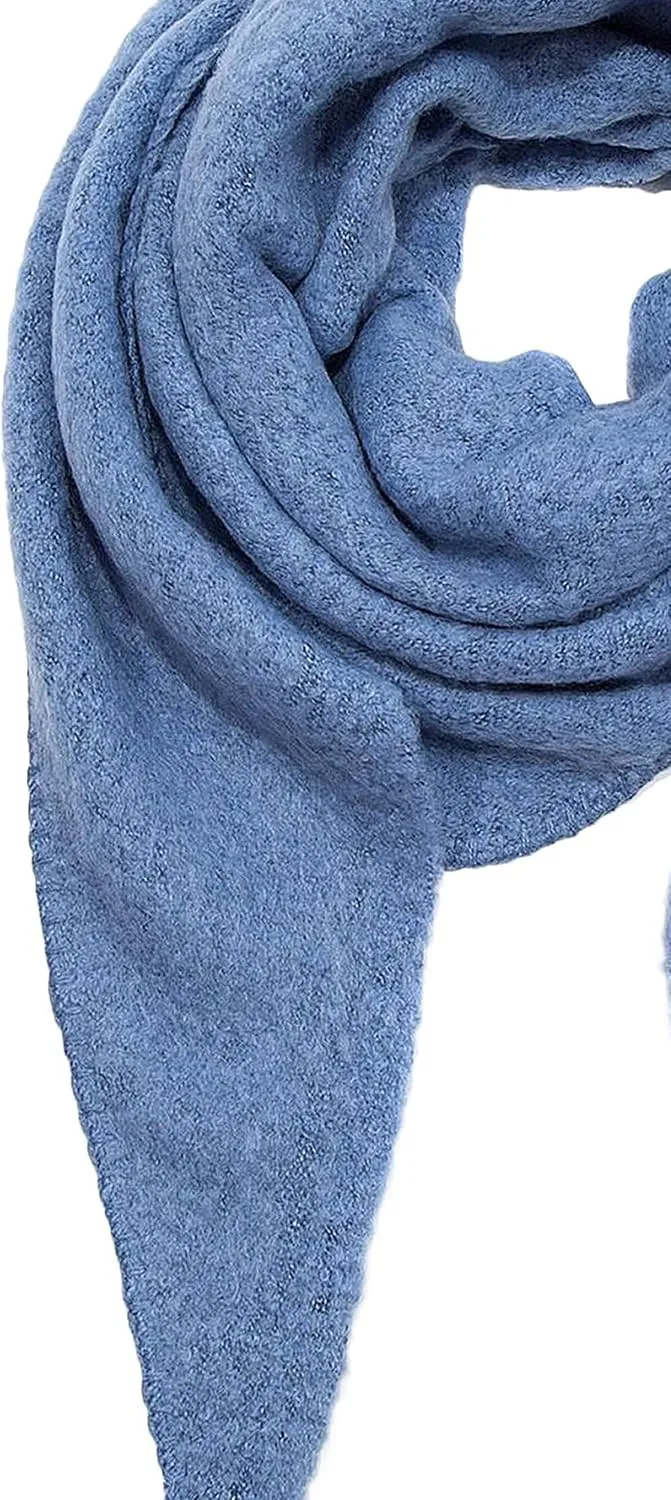 Faera XXL Dreieckstuch Bouclé elastisch weiches Cozy Material Einheitsgrösse Blau, Einheitsgrösse Bl