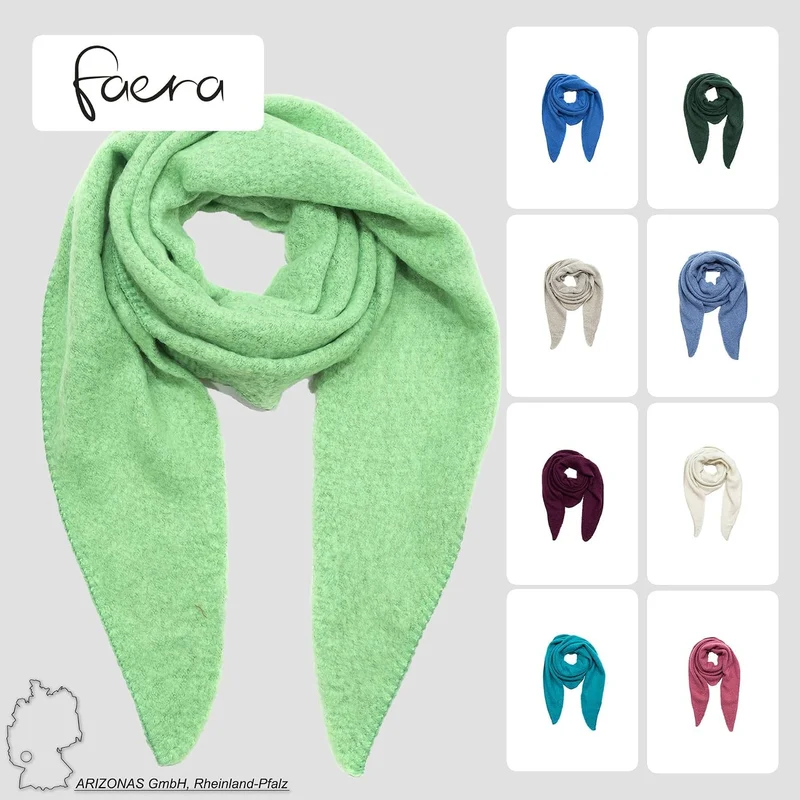 Faera XXL Dreieckstuch Bouclé elastisch weiches Cozy Material Einheitsgrösse Blau, Einheitsgrösse Bl