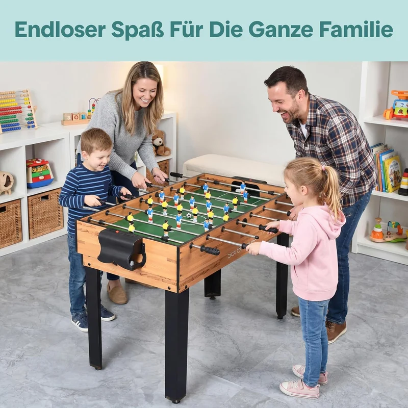 SereneLife Multifunktionstisch, Multigame Spieltisch – 4 in 1 mit Zubehör, Tischkicker, Billardtisch