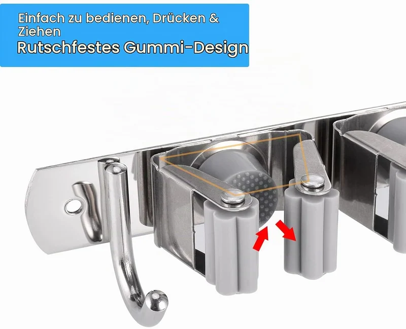 Hejo Besenhalterung Wand, 304 Edelstahl Gerätehalter Besen Mop Halter, Gartengerätehalter, Wandhalte