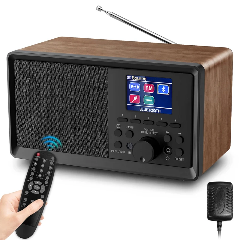 Sentasi DAB Radio/DAB+ mit Bluetooth 5.0 FM-Digitalradio Nostalgieradios Tragbarer Holz Retro Radio