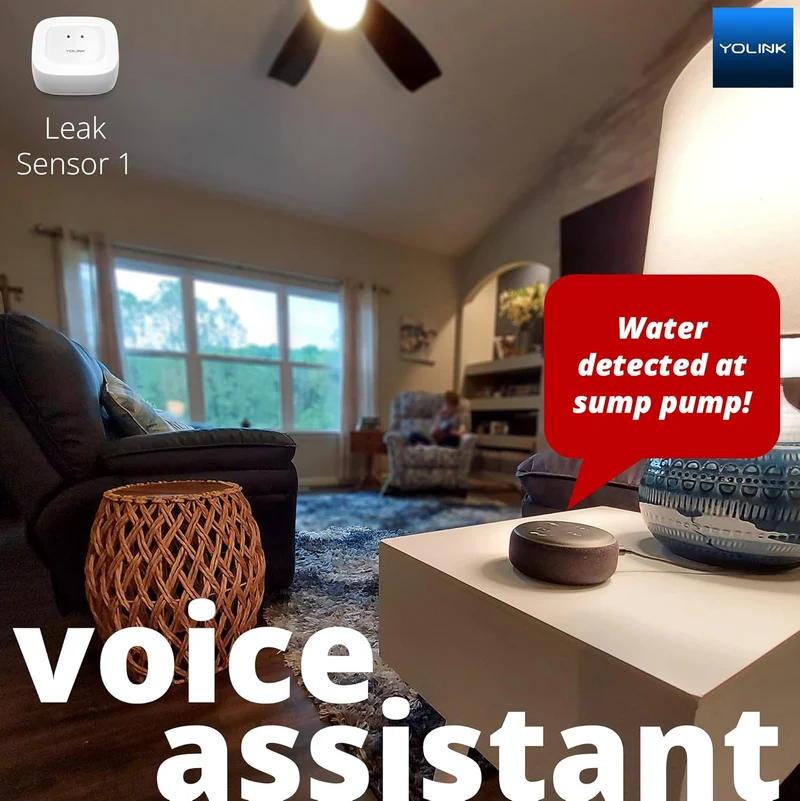 YoLink Smart Home Starter Kit: Hub & 2er-Pack Wasserlecksensor 1, LoRa bis zu 1/4 Meile Freiluftreic