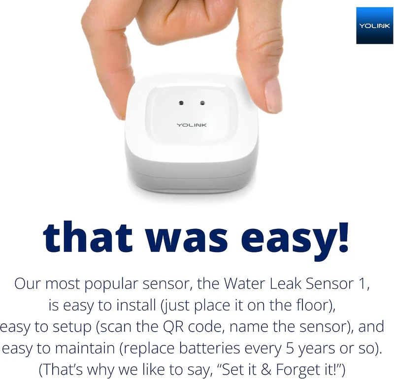 YoLink Smart Home Starter Kit: Hub & 2er-Pack Wasserlecksensor 1, LoRa bis zu 1/4 Meile Freiluftreic