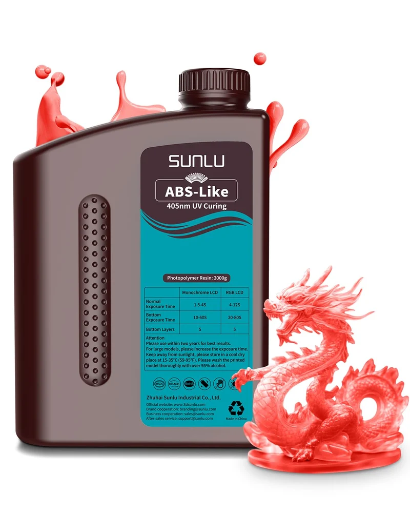 SUNLU ABS-Like 3D Drucker Resin 2KG, 405nm UV-härtendes Standard Photopolymer Schnellharz für den LC
