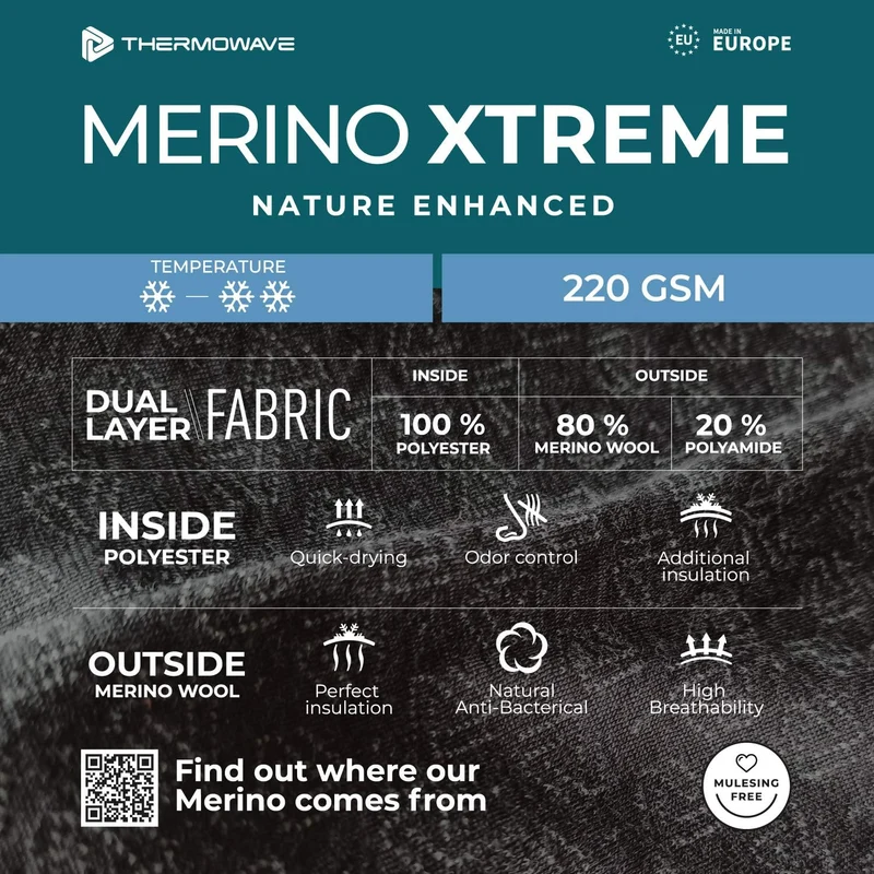 Thermowave Xtreme Merino Unterwäsche Herren - Thermounterwäsche Herren - Merino Shirt Herren - Therm