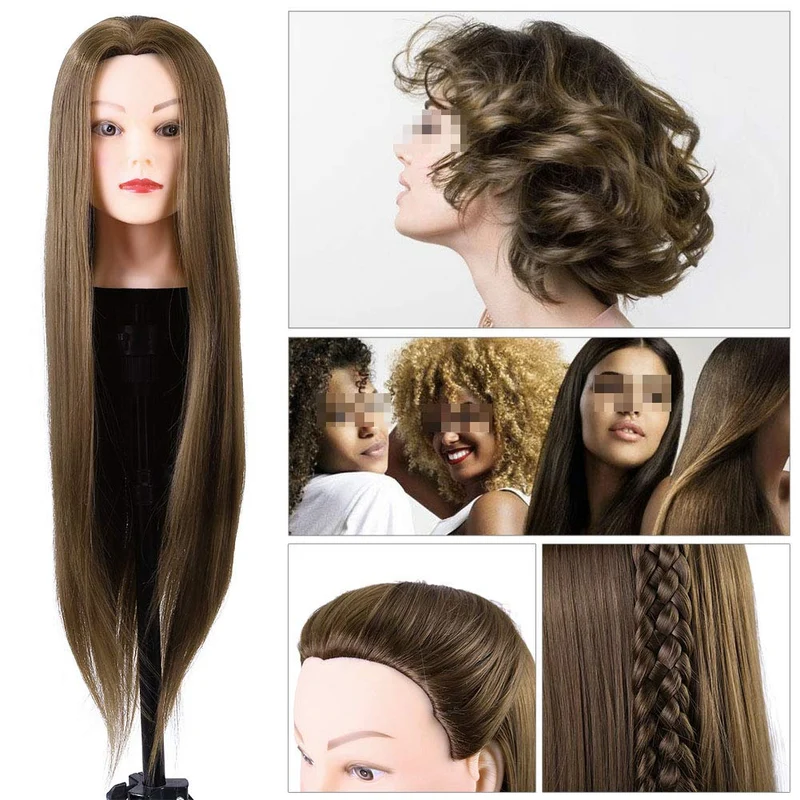 Trainingsköpfe,24'' Synthetische Haare Mannequin zum frisieren,Hochtemperaturfaser Haar Hairdressing