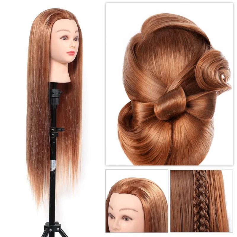 Trainingsköpfe,24'' Synthetische Haare Mannequin zum frisieren,Hochtemperaturfaser Haar Hairdressing