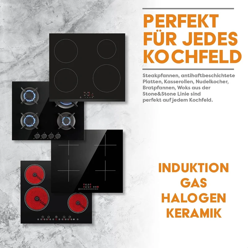 Stone&Stone Milchtopf 16 cm, Induktion, Aluminium, Stahl und Stein, professionell, extrem antihaftbe