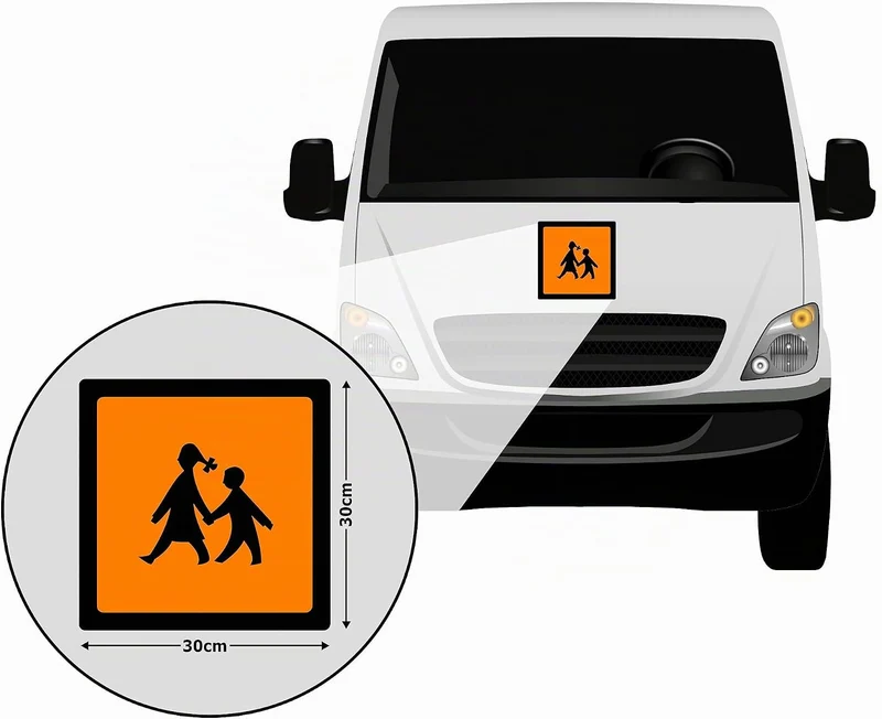 Schulbusschild Magnet Schulbus 30x30cm Warntafel Schülertransport Magnetschild Schild Auto Warnschil