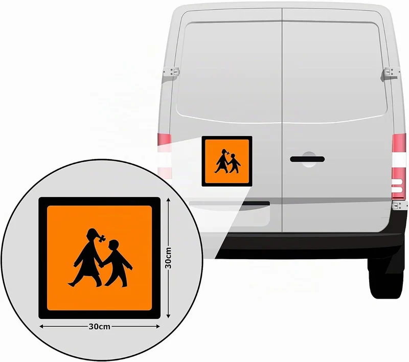Schulbusschild Magnet Schulbus 30x30cm Warntafel Schülertransport Magnetschild Schild Auto Warnschil