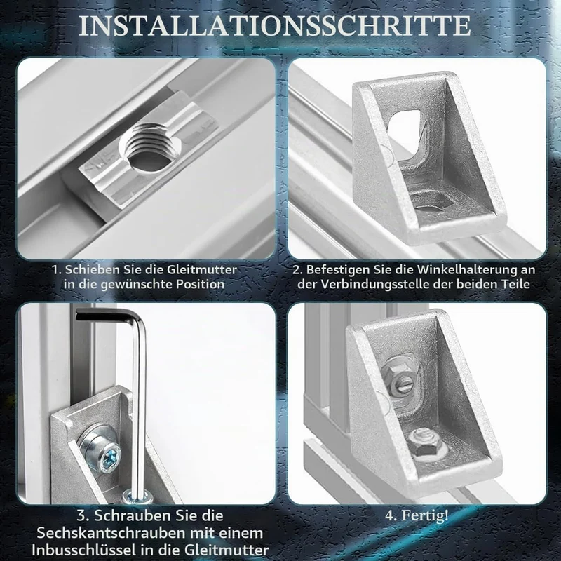 20 Stück Aluprofil 20x20,Winkelverbinder,Aluprofil,Aluwinkel Befestigungsmaterial für Befestigung vo