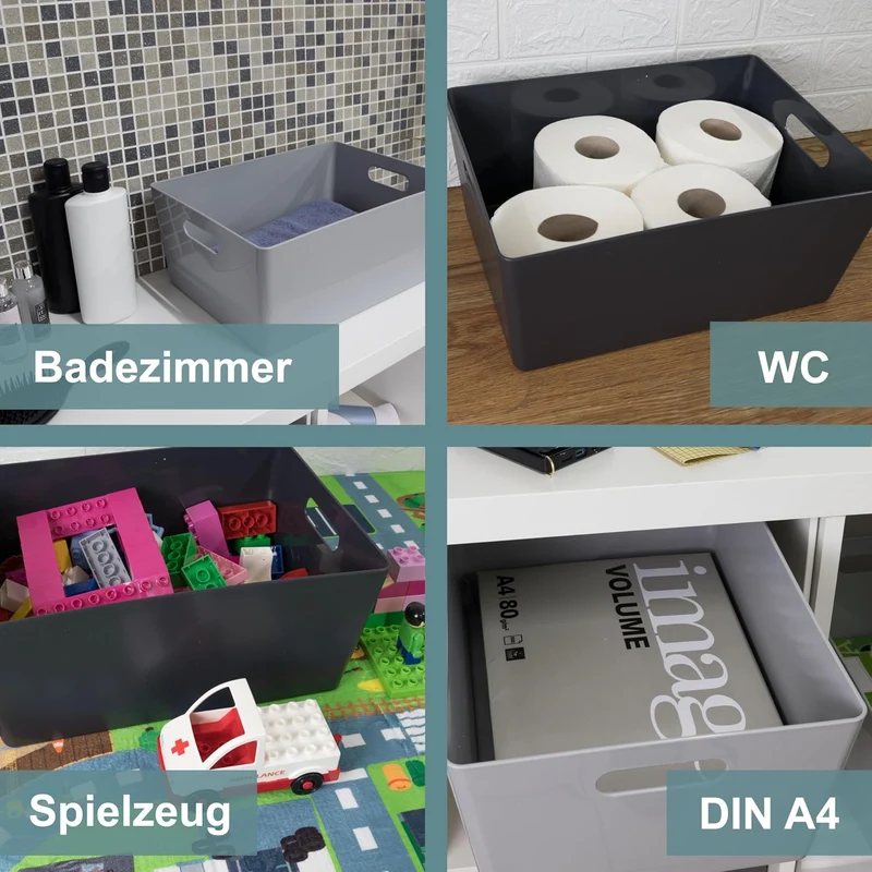 3x Ordnungsboxen - 15cm hoch - WEIss - 35x26x15cm - 11,5 Liter - DINA4 - Ordnungskorb - Schubladenor